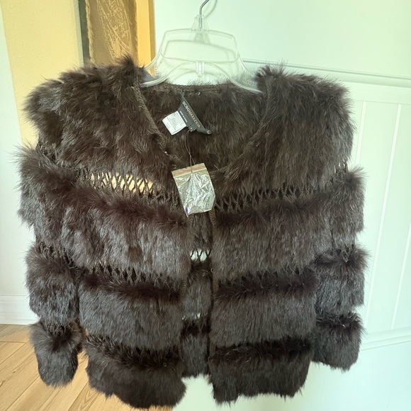 BCBG MaxAzria Rabbit Fur Jacket Small NWT - Picture 1 of 4